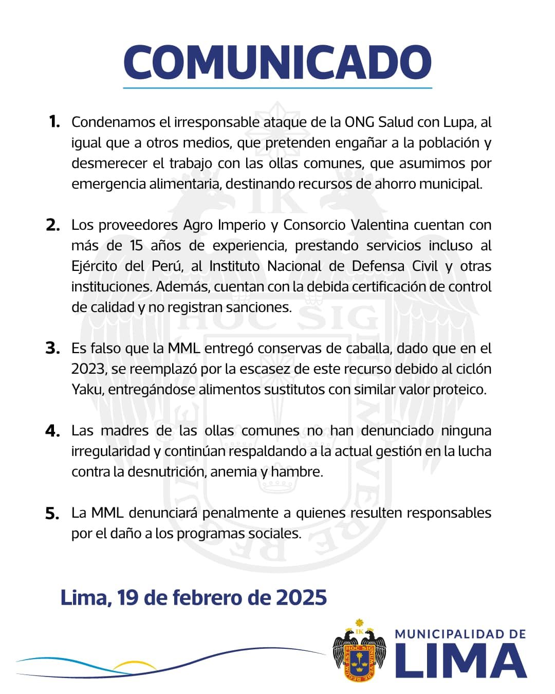 Comunicado MML ollas comunes