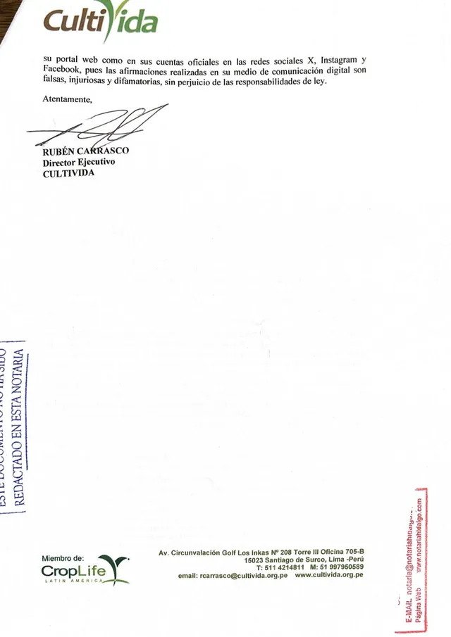 Carta Notarial Cultivida