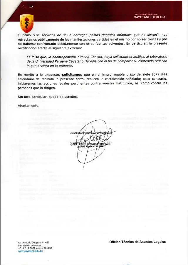 Carta UPCH 2