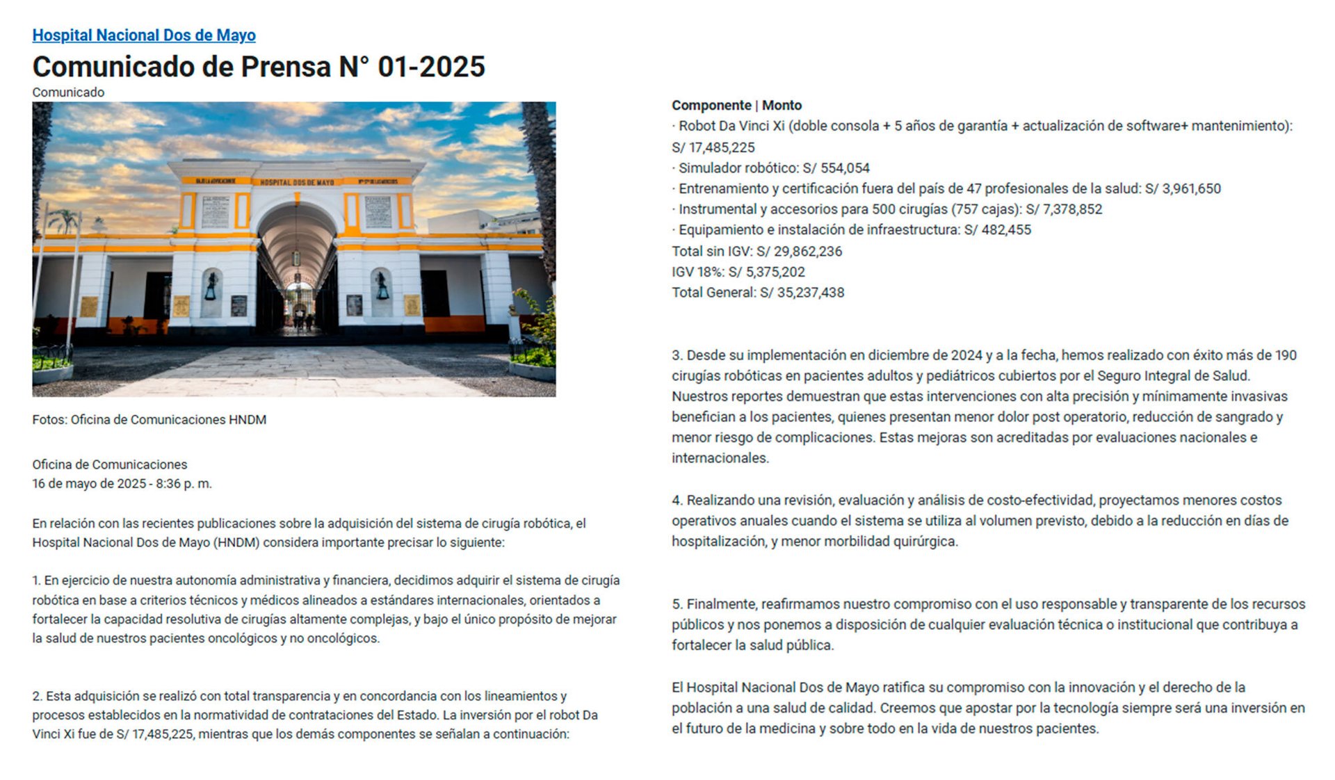 Comunicado 01 2025 HNDM