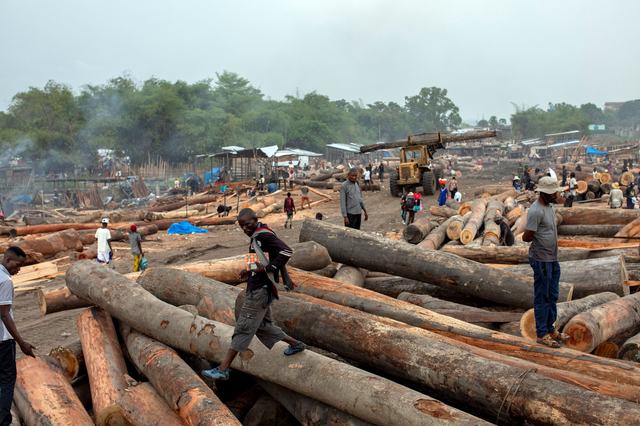 Puerto maderero en Kinkole, República Democrática del Congo, el 21 de marzo de 2022.