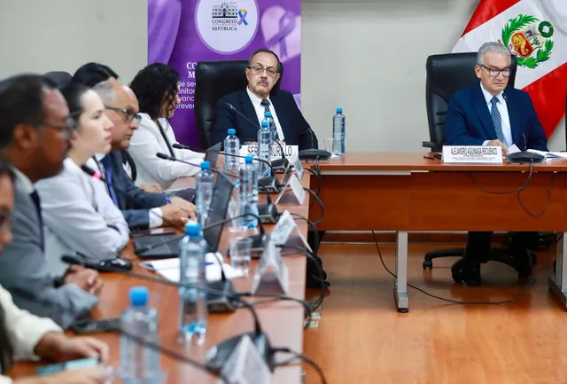 Luis Mas y Karina Aliaga durante una sesión de la comisión del Congreso sobre cáncer