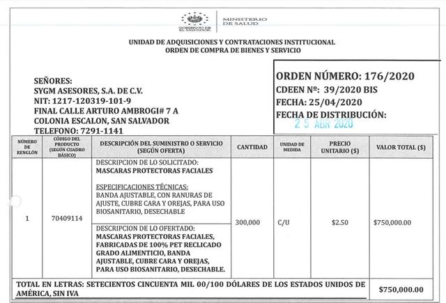 Orden de compra SYGM Fuente comprasal