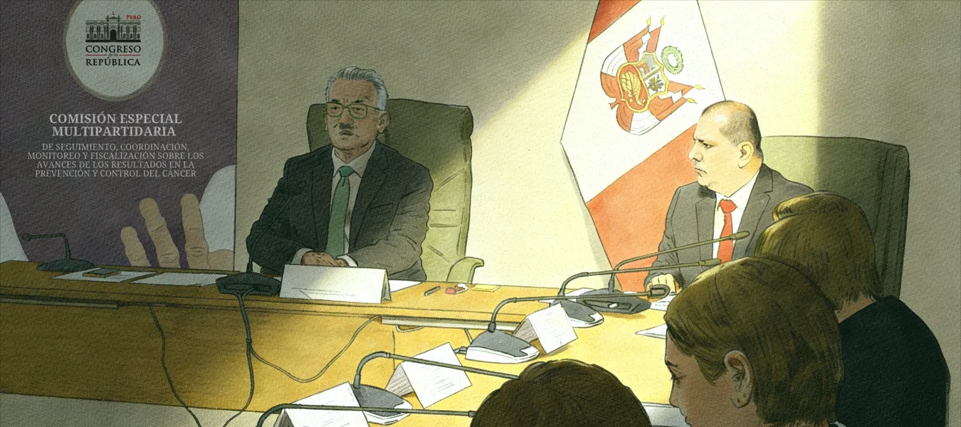 Ilustración de Víctor Palacios Cabrejos en una comisión del Congreso