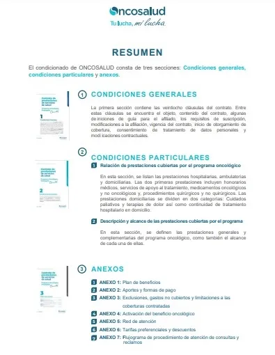 condicionado oncosalud resumen