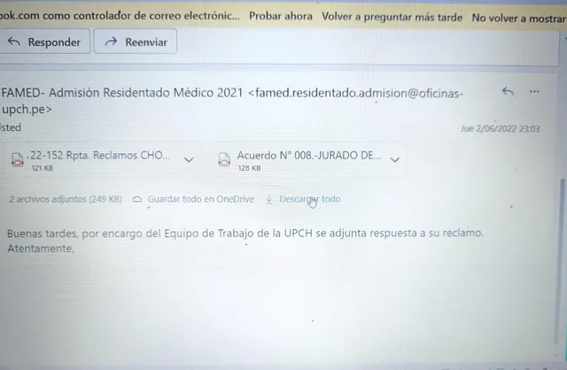 correo de subsanaciión