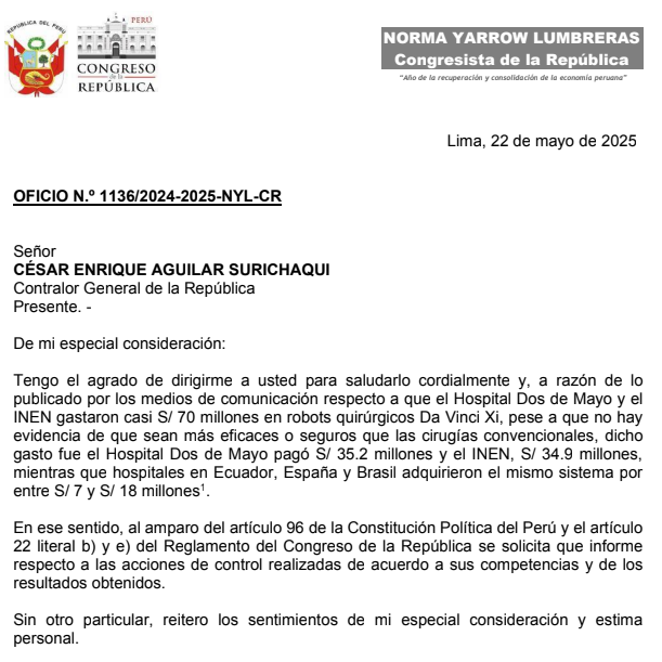 oficio congresista