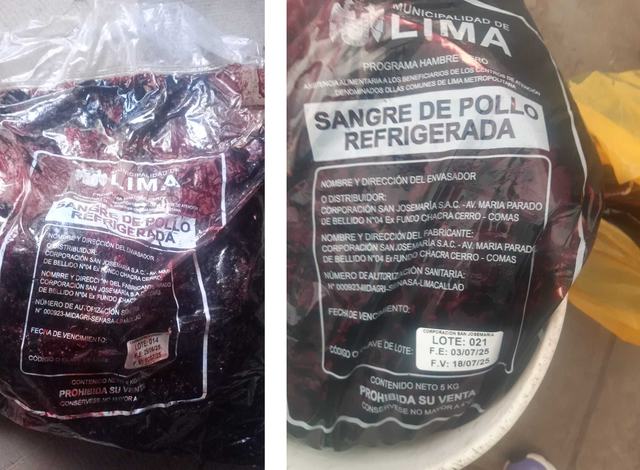 sangre de pollo regrigerada