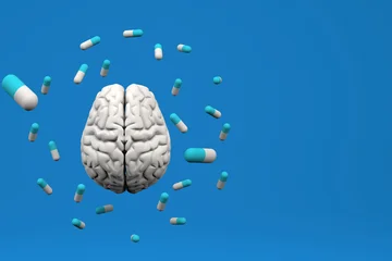 the-brain-is-surrounded-by-pills3d-rendering