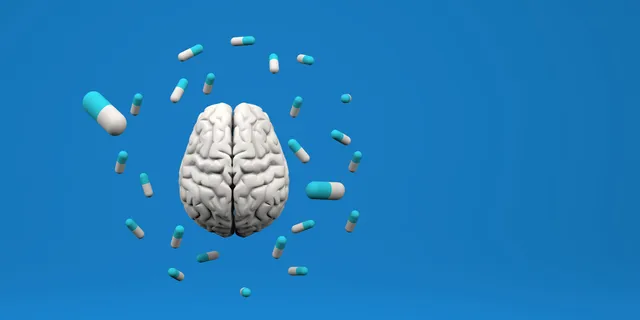 the-brain-is-surrounded-by-pills3d-rendering